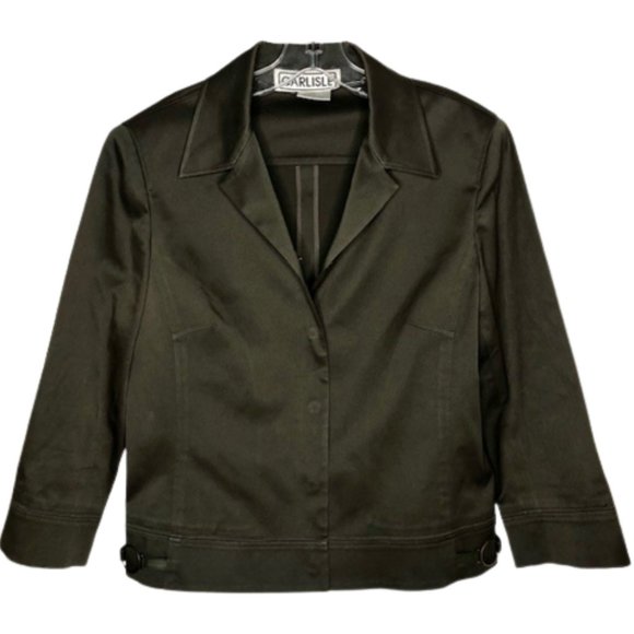 Carlisle Olive Green Polished Cotton Waist Length Jacket-L - Picture 1 of 9